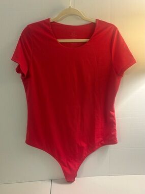WoolX Women’s XL Red 100% Merino Wool Short Sleeve Bodysuit NEW